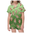 thumbnail image 2 of Hpapadks Kids Pajamas Kids Christmas Button Down Short Sleeve Shorts Pajama Set Pjs for Girls Green 10-11 Years, 2 of 4