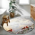thumbnail image 4 of Christmas Round Area&nbsp;Rug 3ft Winter Snowfall Forest Bough Cardinal Berries Non-Slip&nbsp;Washable Circle Rugs Soft Felt Indoor Floor Mat for Bedroom Kitchen Living Room Bathroom, 4 of 9