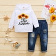 thumbnail image 2 of 4T Baby Girl Clothes Baby Girl 2PCS Outfits Sunflower Print Long Sleeve Hooded Tops Ripped Jeans Pants Set 3-4T Baby Girl Hoodie Outfits White, 2 of 7