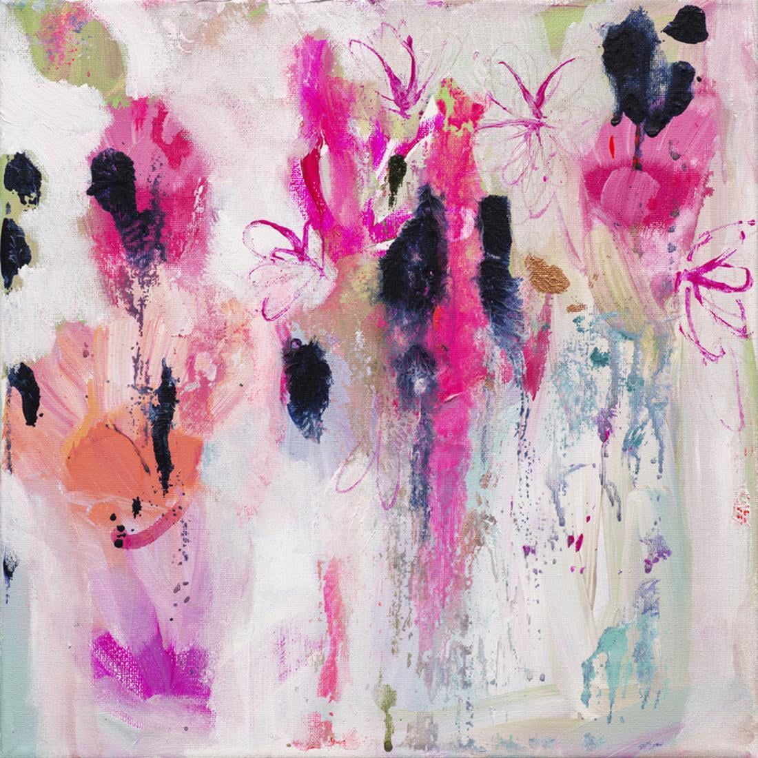 Unintentional Beauty Pink Glam Transitional Abstract Art
