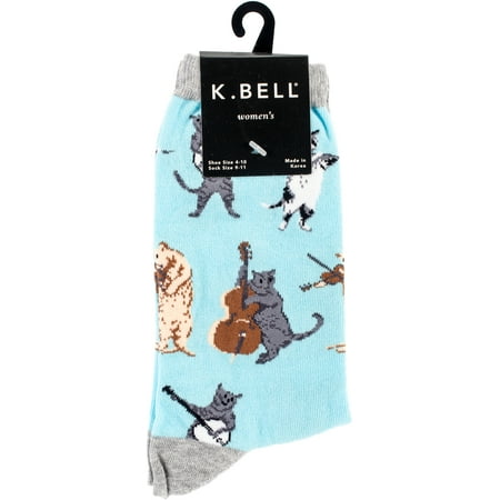 Novelty Crew Socks - Musical Cat
