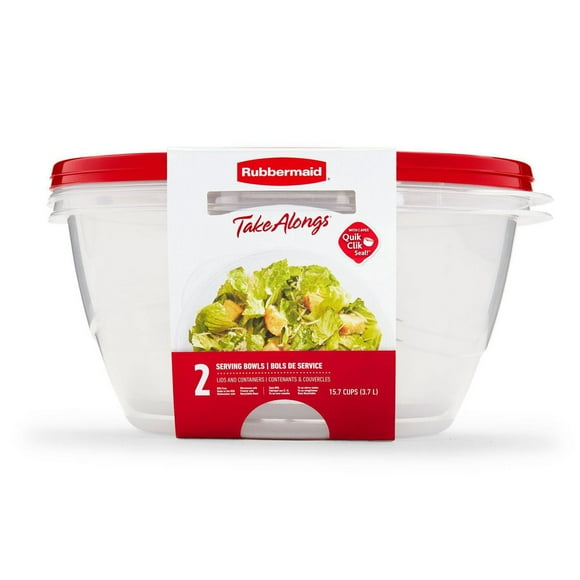 Rubbermaid TakeAlongs Serving Bowl Food Storage Containers, 15.7 Cup (3.7 L), Tint Chili, 2 Pack