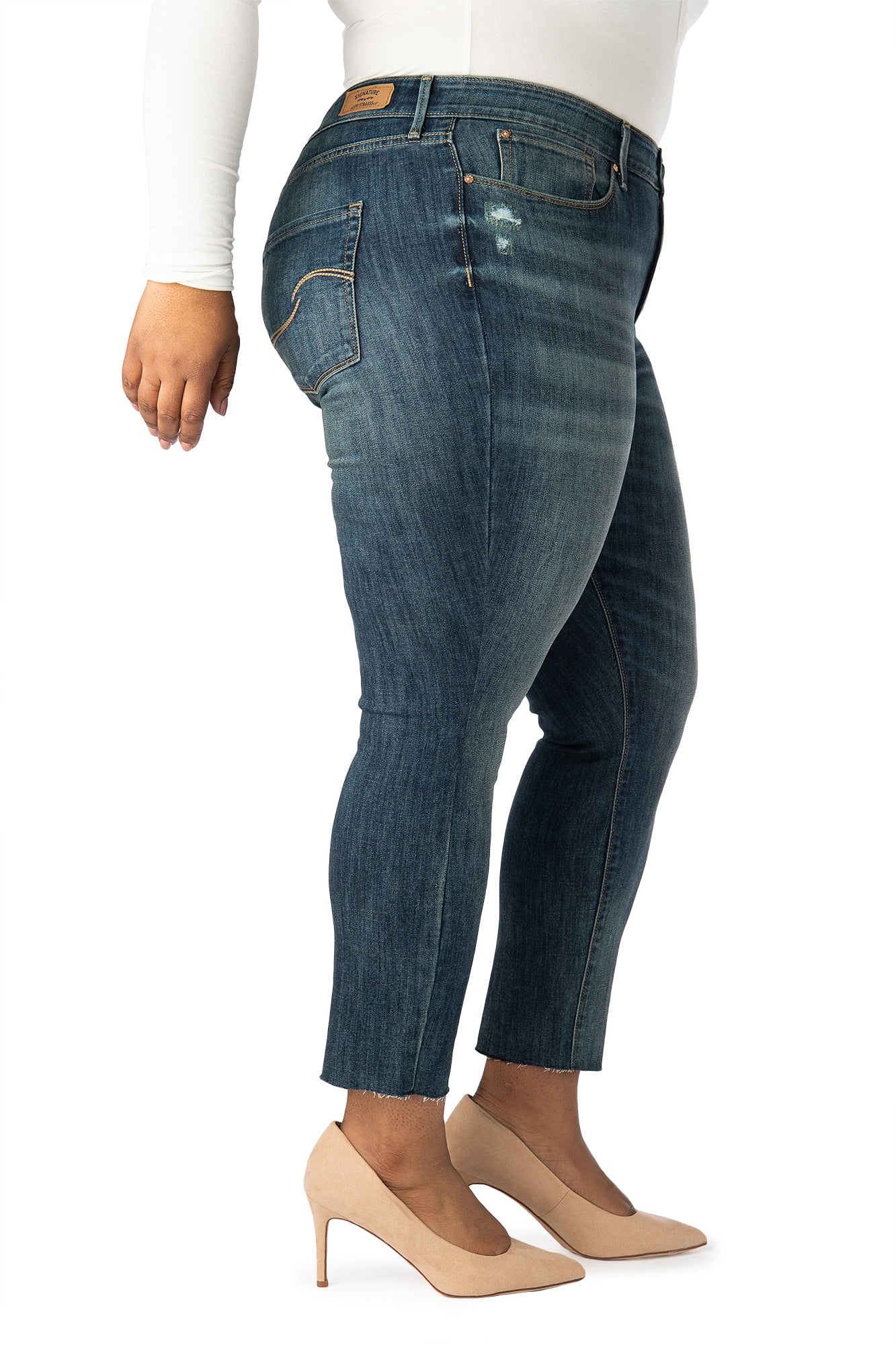 Signature by Levi Strauss & Co. Women's High Rise Ankle Skinny Cut off Jeans