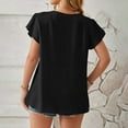 thumbnail image 4 of pimelu Womens Tops Tops for Women Trendy Ruffle Sleeve Pleated Lightweight Loose Tunic Top Summer Casual Solid T Shirts Ladies V-Neck Short Sleeve Blouses, 4 of 4