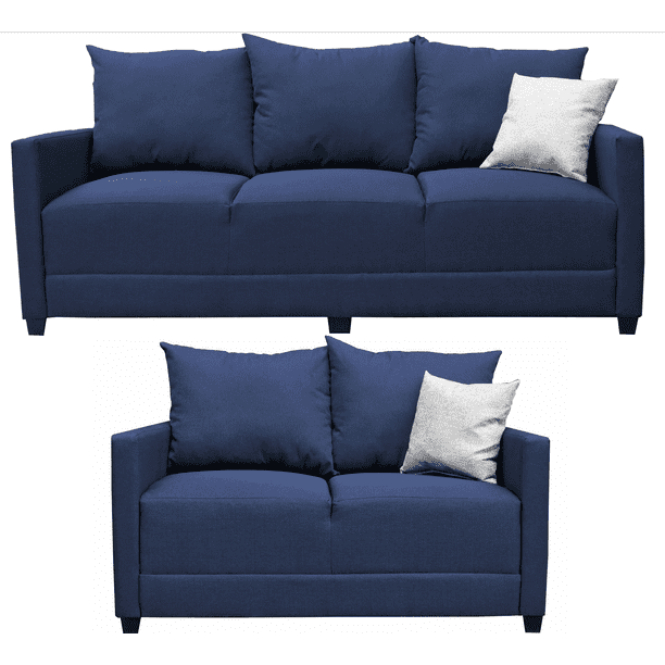Sala Modular 3-2 El Bazar Store Atlanta Lino nacional Azul Marino Sofá Love seat