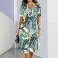thumbnail image 4 of Vêtements d'Été pour Femmes Robes à Manches Courtes Impression Irrégulière Longue Robe 3d Rétro Vêtements pour Femmes Ample Col Rond Chandail FJH FJH, 4 of 7