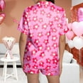 thumbnail image 4 of Pajama Set Women Trendy Silk Satin Short Sleeved Top Shorts Sleepwear,Pink,M, 4 of 5