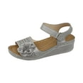 thumbnail image 2 of Xunlbb Clearance, Women's New Plus-size Hollowed-out Flower Platform One-line Buckle Wedge Sandals, 2 of 5