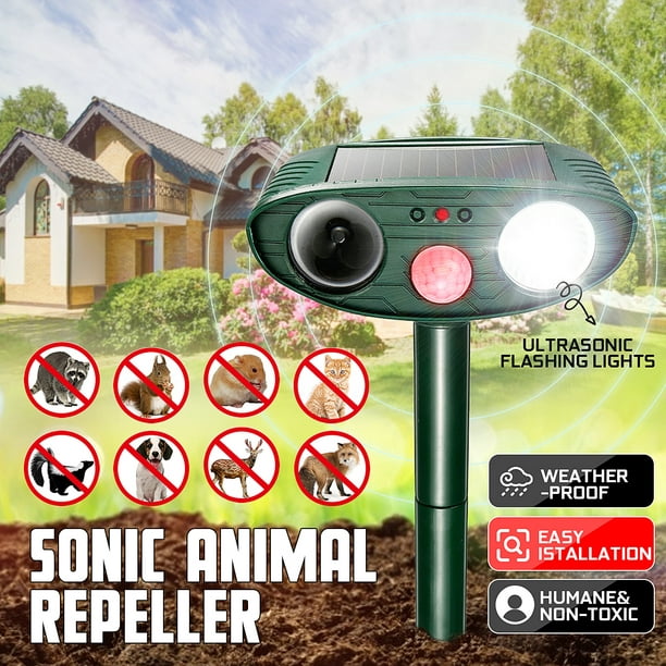 Solar Ultrasonic Pest Repeller, Waterproof Solar Animal Repeller Rodent  Repeller Cats, Dogs, Mice, Squirrel Repellent, Motion Activated with  Flashing LED Light - Walmart.com