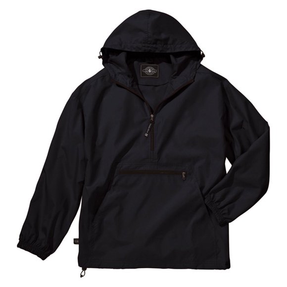 Charles River Apparel Pack-N-Go Wind & Water-Resistant Pullover (Reg/Ext Sizes), Black, 5XL
