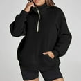 thumbnail image 2 of GigrtiJin Women's Half Zipper Hooded Sweatshirt Long Sleeve Loose Casual Fashion Solid Color Pullover Sweatshirts, 2 of 7