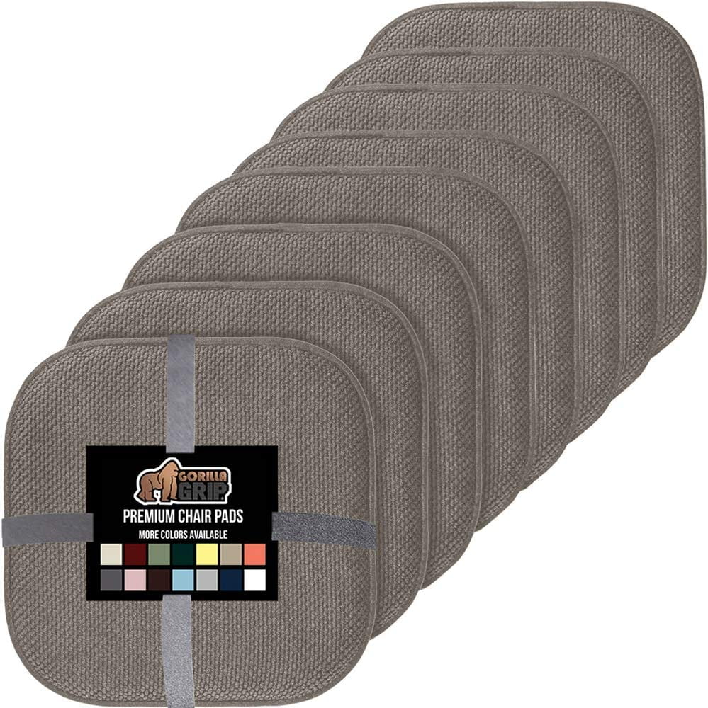 Gorilla Grip Tufted Memory Foam Chair Cushions, Set of 6 Comfortable Pads  for Dining Room, Slip Resistant Backing, Washable Kitchen Table, Office