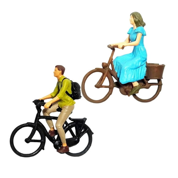 2x Figurines de Cycliste à l'Échelle 1/87 Réalistes Minuscules pour Décor de Diorama