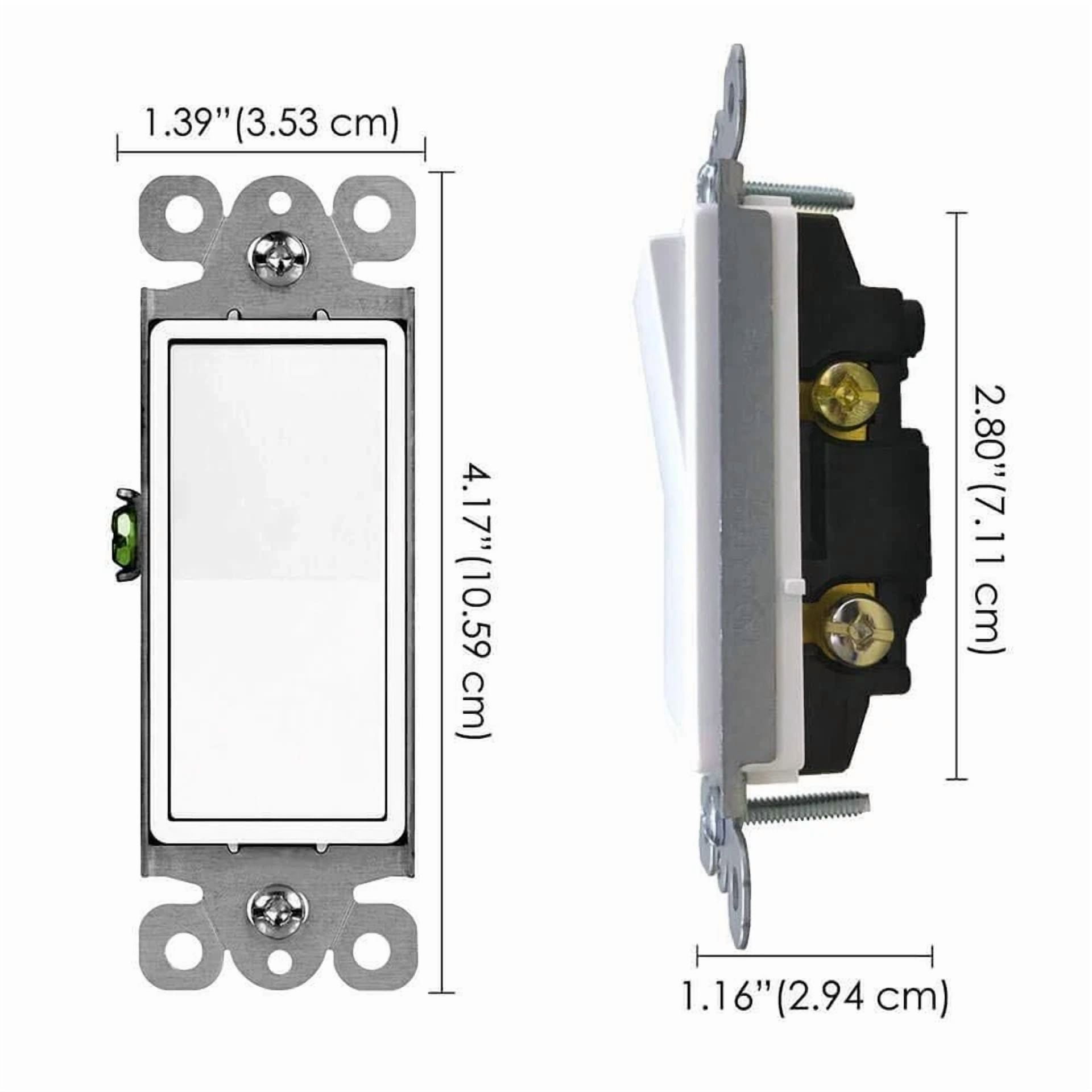 3 Way Light Switch White On/Off Rocker Paddle Switch 15A 120/277V ,Home & Office