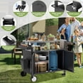 thumbnail image 6 of 37.9" Outdoor Grill Cart with Storage, Patio Kitchen Island with Stainless Steel Top, Spice Rack, Waterproof Outdoor Grill Table for Outside BBQ Pizza Prep, 6 of 8