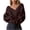 Coffee, variant on Women's Cropped Off Shoulder Sweater Solid Color Wrap V Neck Ribbed Knit Pullover Loose Casual Slouchy Fall Winter Long Sleeve Top