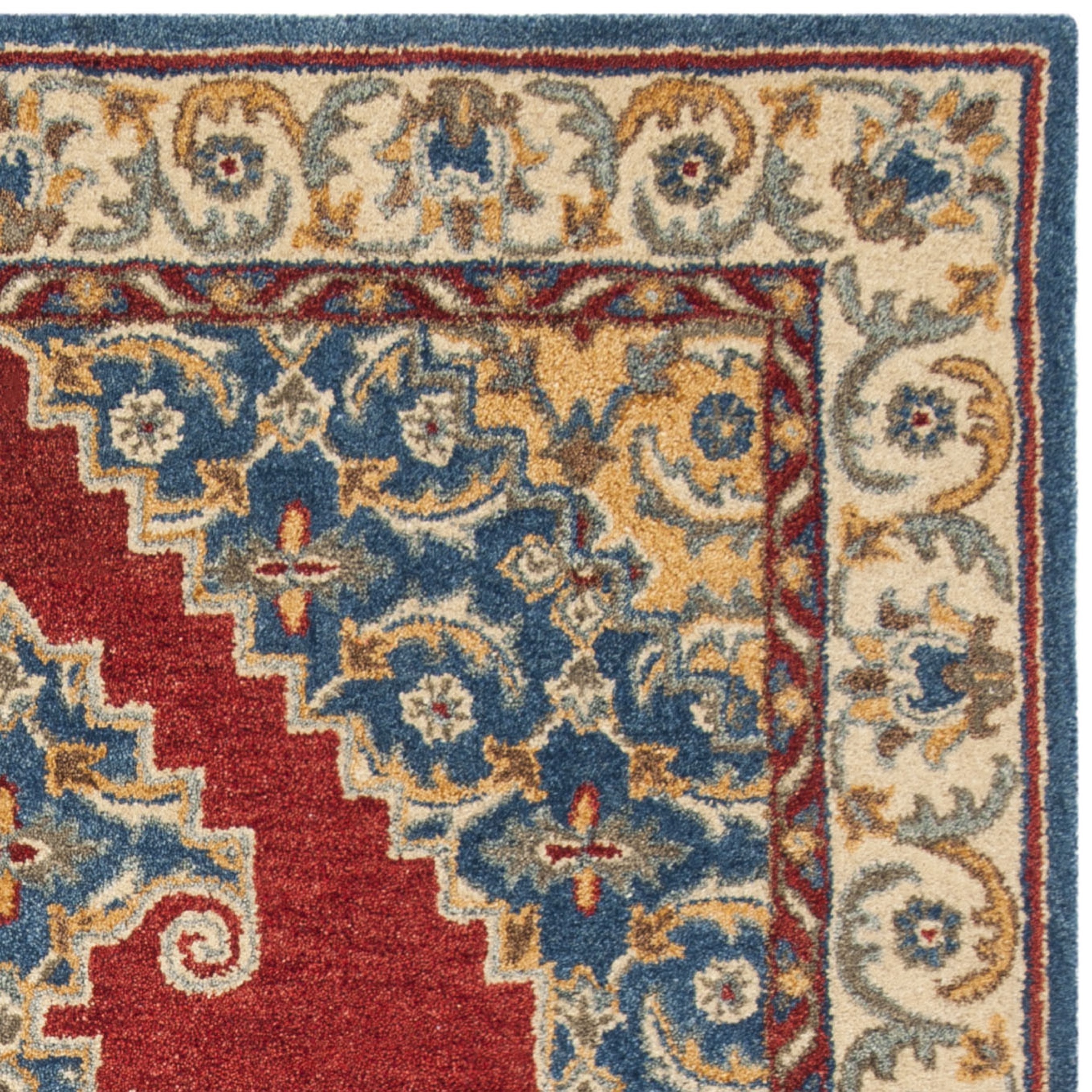 SAFAVIEH Antiquity Shawn Traditional Wool Area Rug, Blue/Red, 6' x 6' Square
