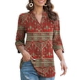 thumbnail image 3 of LETDIOSTO Womens Plus Size Shirts 3/4 Roll Sleeve V Neck Floral Flowy Blouses Tunic Tops, 3 of 9