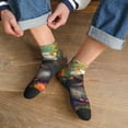 thumbnail image 3 of Fuzoiu Colorful Flower Meditating Hamster Print Adult Socks, Crew Moisture-wicking Socks, Unisex Cushion Crew Socks,Casual Sports Ankle Socks, 3 of 7