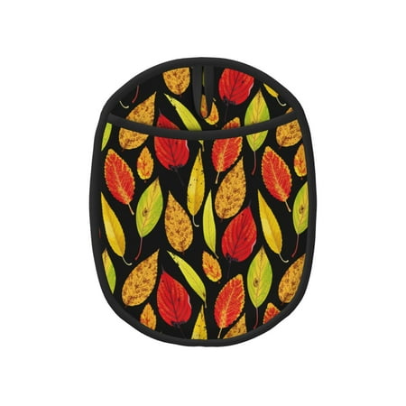 

Pofeuu Autumn With Leaves Print Silicone Pot Mat Mitten With Hanging Loop Heat Resistant Oven Mitts Non-Slip Bbq Baking Smoking Potholders