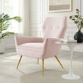 thumbnail image 2 of Armchair Accent Tufted Chair, Pink, Velvet, Modern Contemporary, Mid Century Living Hotel Lounge Cafe Lobby, 2 of 8