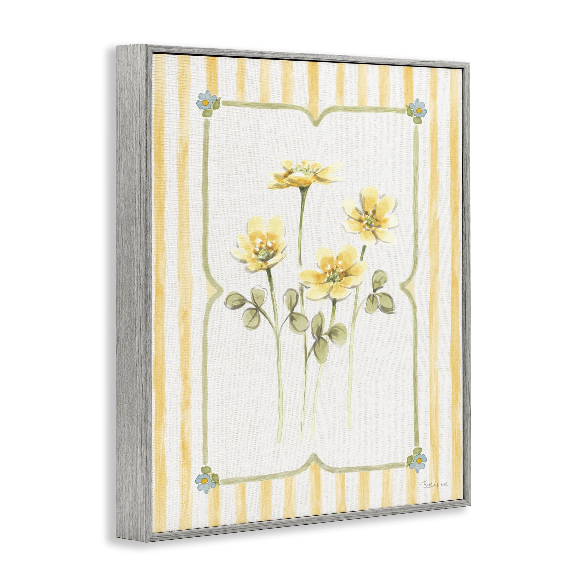 Stupell Industries Sweet Honey Florals Gray Framed Giclee Art, design by Beth Grove
