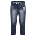 thumbnail image 5 of Zynoxe Womens Capri Jegging Mid Waisted Stretchy Pull On Floral Printed Washed Distressed Cropped Denim Pants with Pockets Blue S, 5 of 6