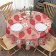 thumbnail image 3 of Strawberry Plants Fruit Flower Heart Round Tablecloth 60"x60",Wrinkle Wipeable Table Cloth for Kitchen Dining Room Picnic Patio Party, 3 of 6