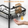 thumbnail image 5 of 4-Tier Corner Shower Caddy with Hooks, Tension Pole Adjustable 25-114.2 Inch, Bathtub Organizer for Tub Corner - No Drilling, Black, 5 of 8