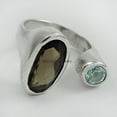 thumbnail image 2 of Natural Smoky Quartz & Blue Topaz Gemstone Adjustable Ring, Multi Stone Stackable Ring For Women, Statement Promise Ring, Bohemian Bridesmaid Gifts, Mothers Day Gifts (smoky-quartz, Size 7), 2 of 5