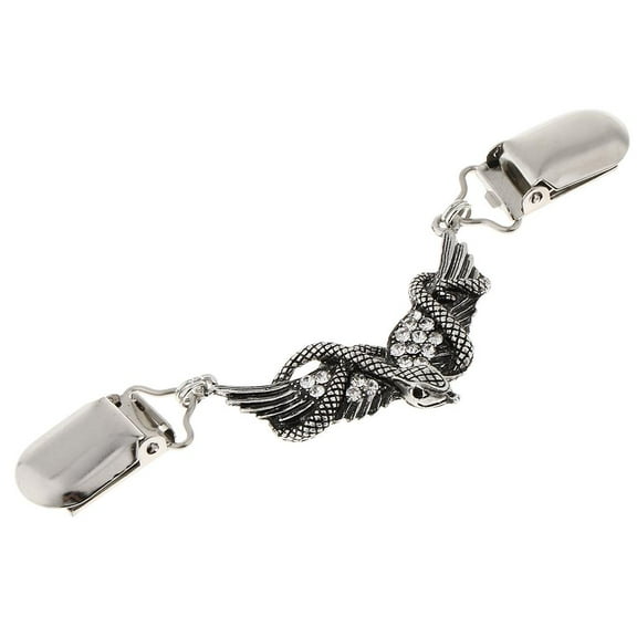 Novelty T Unisex Sweater Clip Blouse Collar Brooch Chain with Rhinestones