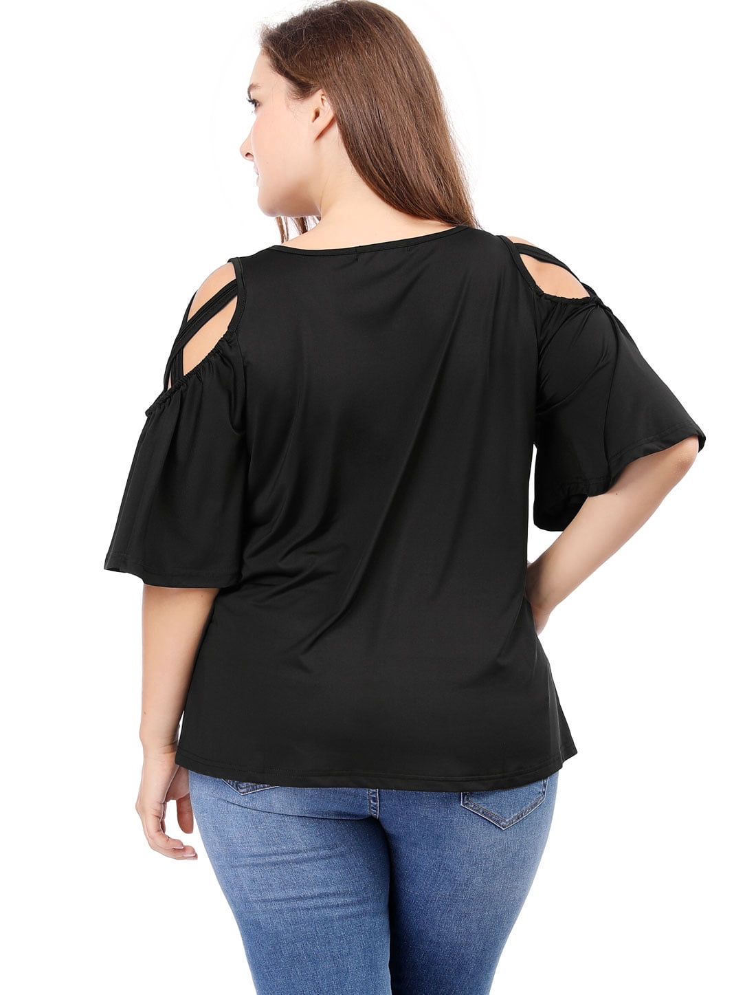 cold shoulder black top plus size