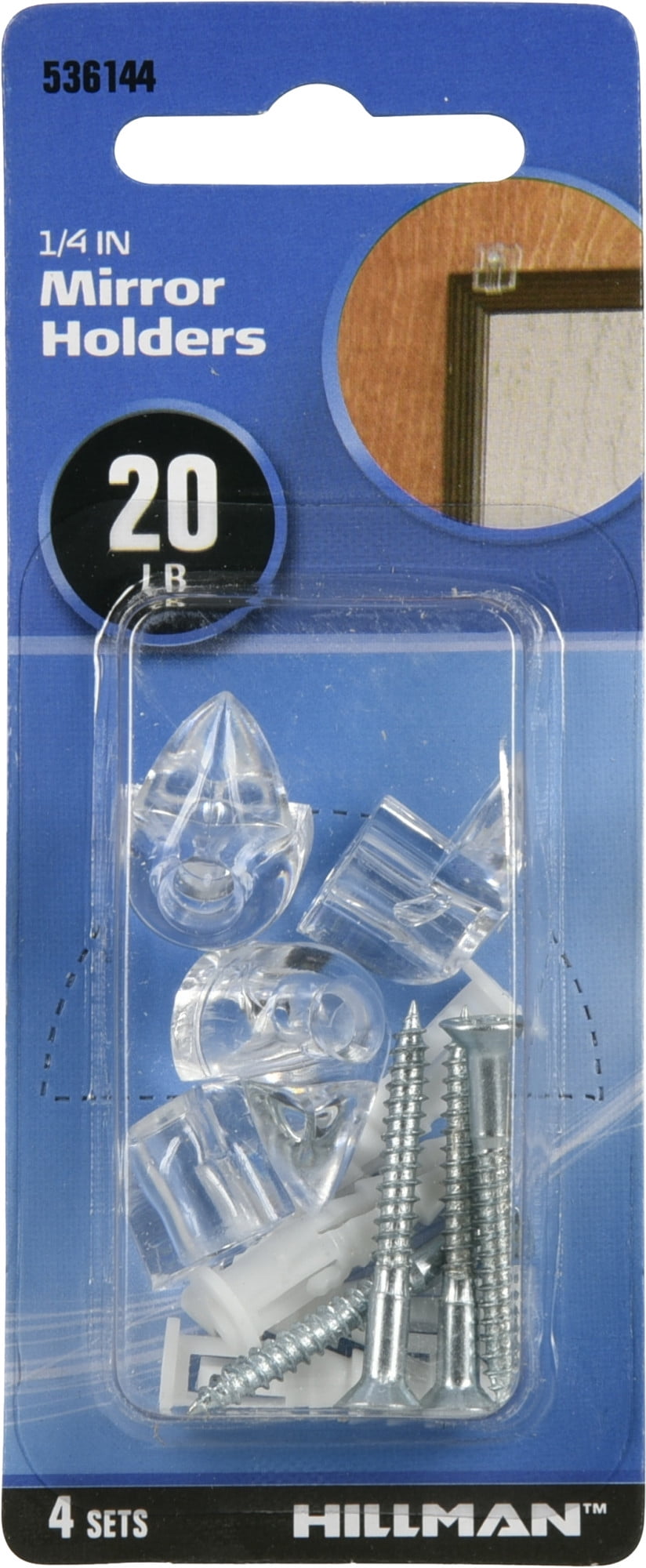 Hillman 536144 1/4" Decorative Mirror Holders (20lb) 4 Sets