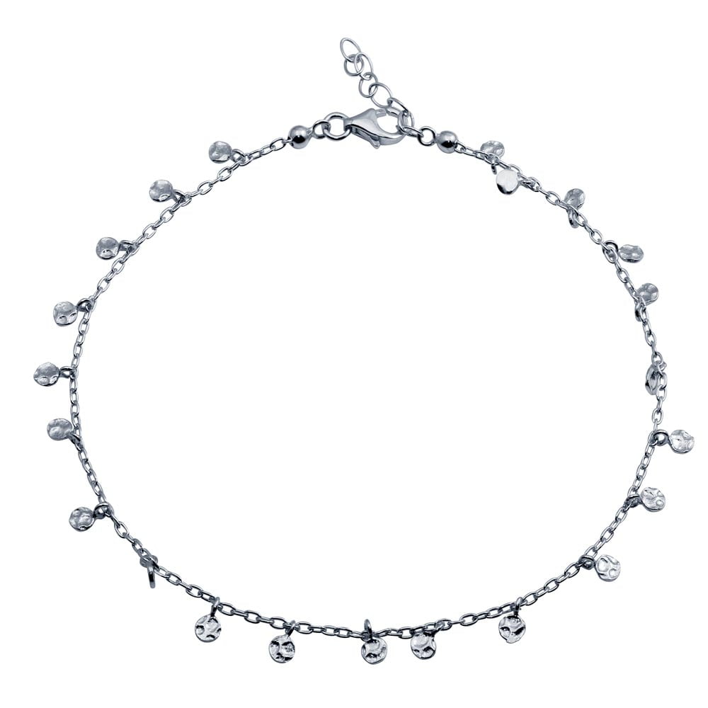 Rhodium Plated Sterling Silver Confetti Anklet