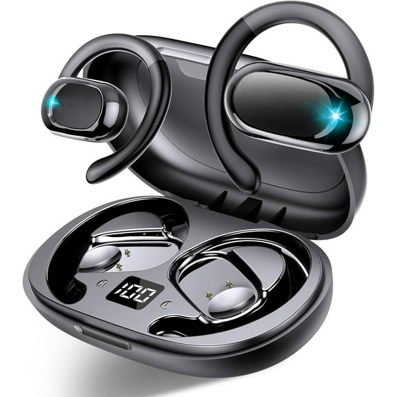 Open Ear Earbuds, Bluetooth 5.4 Headphones, HD Stereo Bass Wireless Earphones with Earhooks, 58Hrs Playtime, IP7 Waterproof for Fitness, Cycling, Sports