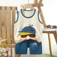 thumbnail image 2 of KPOPLK Baby Boys' Summer Clothing Set with a Timeless Pattern, a Herringbone Print Short Sleeve Shirt and Relaxed Casual Shorts clearance kids clothes under $5.00(9-18 Months,Beige), 2 of 4