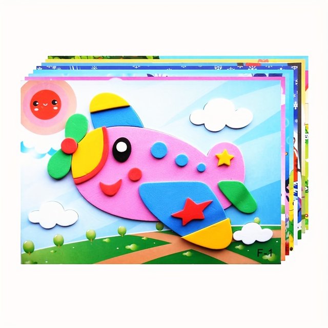 5pcs Kids Craft Gift: DIY 3D EVA Foam Sticker Puzzle for Early Learning & Educational Fun! Easter Gift Christmas, Halloween Gift