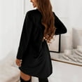 thumbnail image 4 of Fesfesfes Women Dress Casual Solid Long Sleeve Round-neck Pullover Dress Tops on, 4 of 5