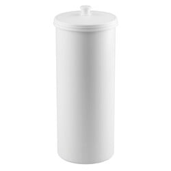 iDesign Toilet Paper Canister with Lid, Storage for 3 Rolls, 6.3'' x 15.5'', White