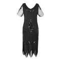 thumbnail image 1 of EGNMCR Robes de Soirée pour Femmes, Robes Formelles pour Femmes, Robes de Cocktail pour Femmes Robe à Col en V à Manches Courtes à Paillettes avec Franges de Bal Robe de Fête Banquet Robe de Danse Robe Courte Robe pour Femmes, 1 of 2