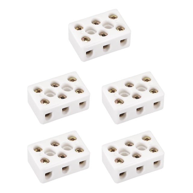 Bloques de terminales Cerámicos de 3 vías Conectores de porcelana de alta temperatura 31x20x14mm 5 uds