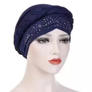 Turban Chimio Femme Bonnet Musulmanes Coton Wrap Cap,Chemo Chemo plissé pré attaché Head Cover Up Bonnet Bonnet Sun Turban Cap Rouge