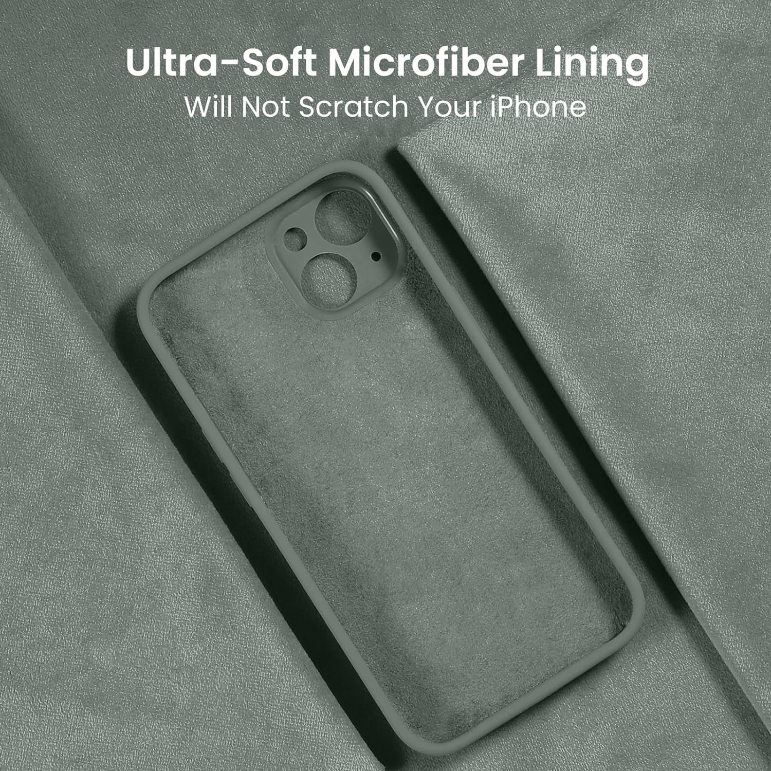 for iPhone 15 Plus Case, Silicone Upgraded [Camera Protection] Case with [2 Screen Protectors], Soft Anti-Scratch Microfiber Lining Inside, 6.7 inch, Calke Green