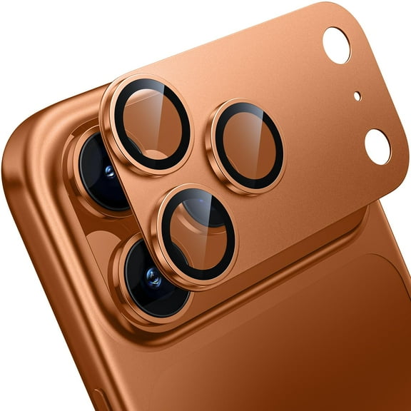 Dteck Camera Lens Protector for iPhone 17 Pro Max , Metal Aluminum Alloy Tempered Glass Camera Protector, Military Grade Shatterproof Case Friendly,Orange