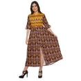 thumbnail image 1 of Moomaya Printed Front Slit A-Line Kurtis For Women Short Sleeve Summer Kurta, 1 of 5