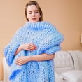 thumbnail image 7 of Hand Knitted Chunky Blanket Throws:Weighted Knit Blanket Throw,Handmade Chunky Yarn Blanket for Sofa and Bedroom,Soft Thick Knit Throw Blanket,Fluffy and Cozy,47×70 Inch (Blue), 7 of 7