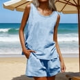 thumbnail image 2 of 2PC Summer Outfits 2026 Lounge Set Fashion Woman Round Neck Sleeveless Blouse +Loose Pockets Pants Sets Travel Vacation Outfits, 2 of 8