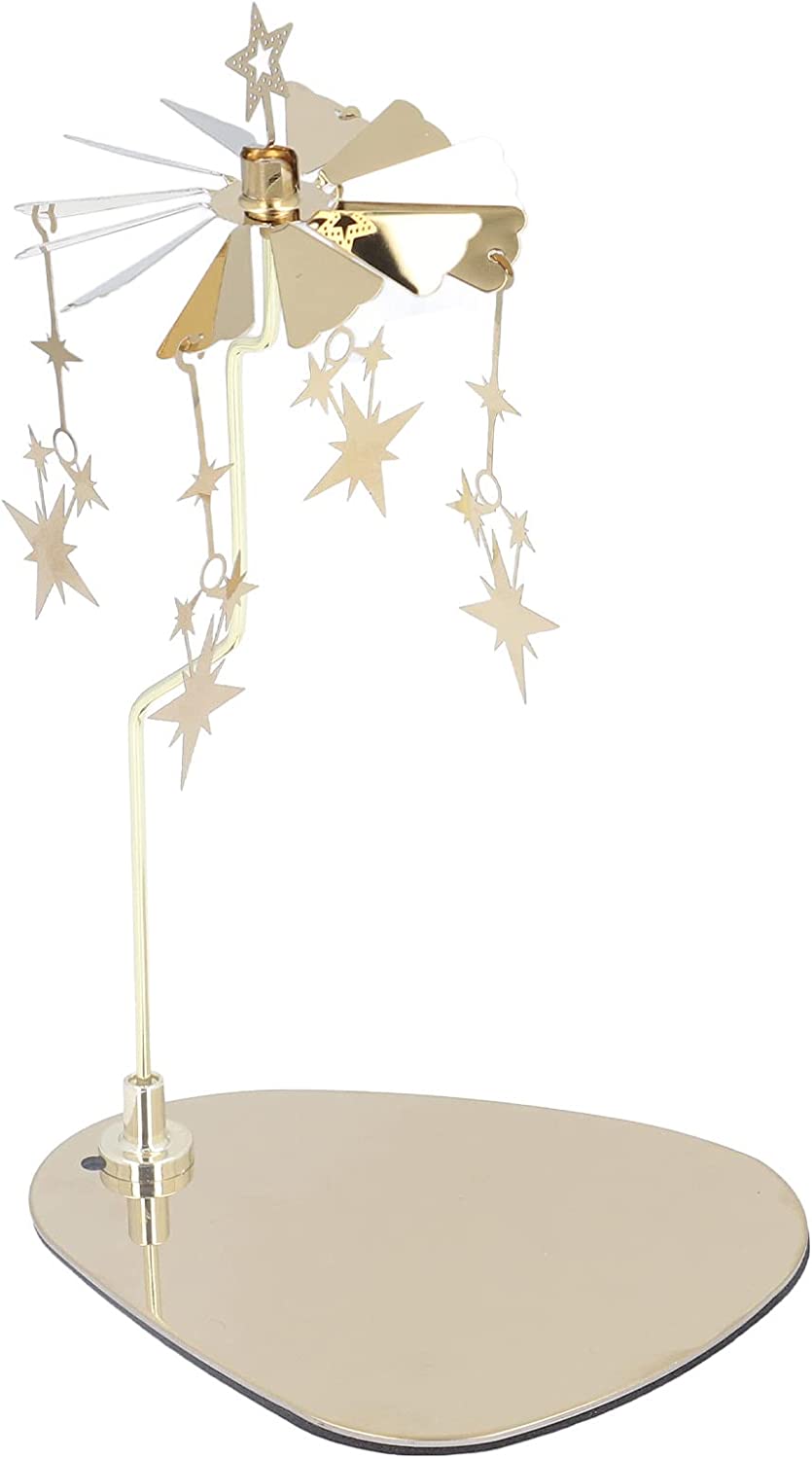 Lankey Spinning Candle Holder, Stainless Steel Tray Golden