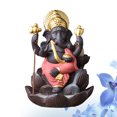 thumbnail image 4 of EeaseMX Quemador de incienso de cerámica con reflujo de Buda Ganesha, figura hecha a mano, estatua de dios elefante, soporte para incienso para el hogar, color rojo, 4 of 7