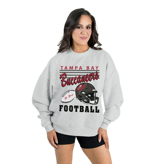 Women's Gameday Couture  Ash Tampa Bay Buccaneers Home Turf Oversized Premium Fleece Pullover Sweatshirt